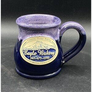 Deneen Pottery Eagle Bakery Mug 2019 Madras Oregon Coffee purple